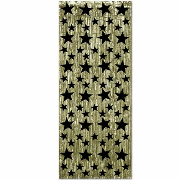 Curtains | 1-Ply Black And Gold Gleam ‘n Curtain (Pack Of 6) Hanging Decorations Curtains