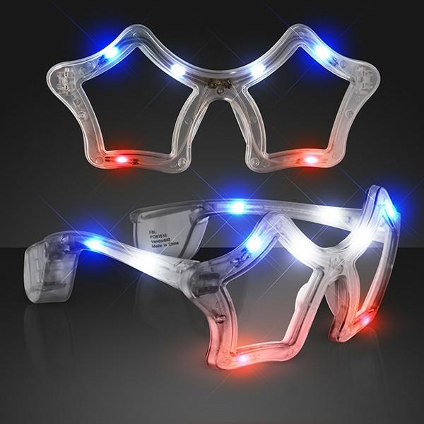 Eyeglasses | Patriotic Led Star Shaped Sunglasses (Pack Of 12) Costume Accessories Eyeglasses