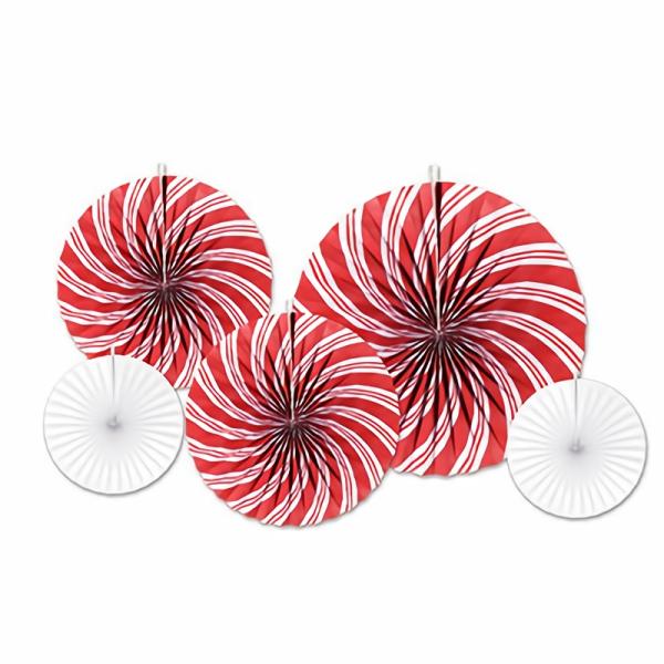 Fans | Peppermint Accordion Paper Fans (Pack Of 60) Fans Fans