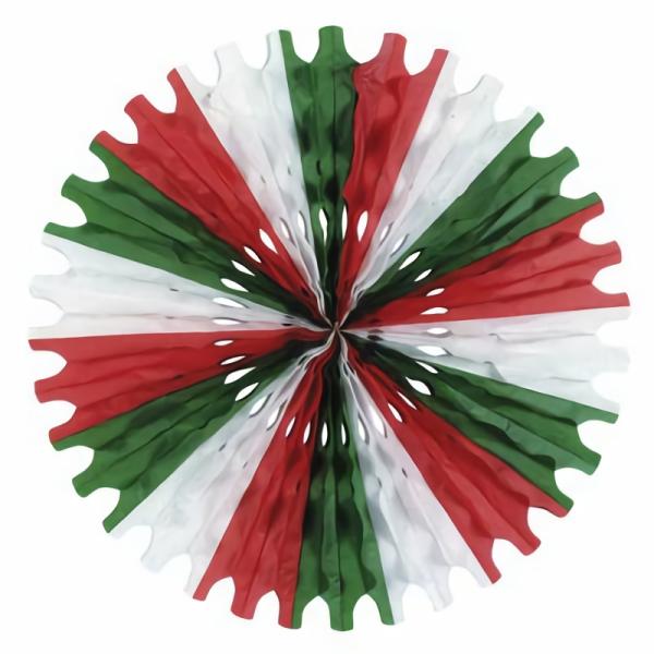 Fans | Red White & Green Tissue Fan (Pack Of 12) Fans Fans