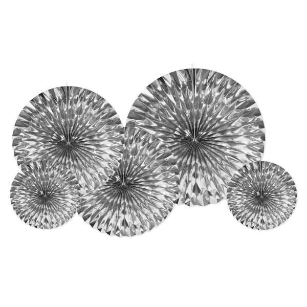 Fans | Silver Metallic Decorative Fans (Pack Of 30) Fans Fans