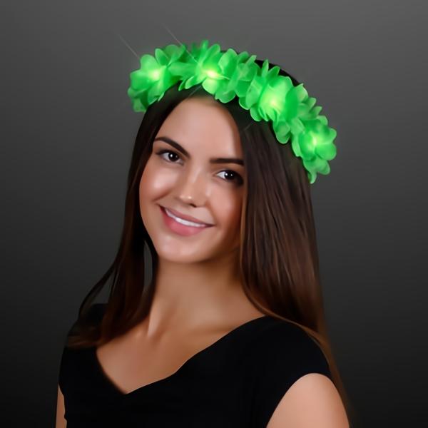 Headbands | Green Led Flower Crowns (Pack Of 12) Headbands Headbands