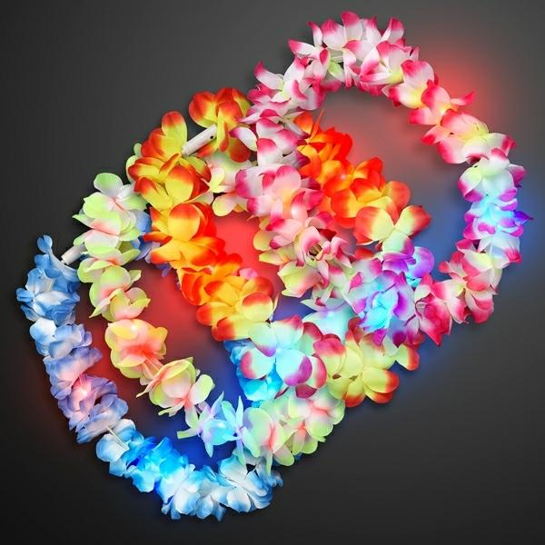 Leis | Assorted Light Up Hawaiian Leis (Pack Of 12) Costume Accessories Leis