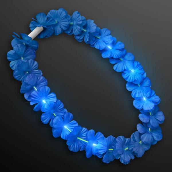 Leis | Blue Light Up Hawaiian Leis (Pack Of 12) Costume Accessories Leis