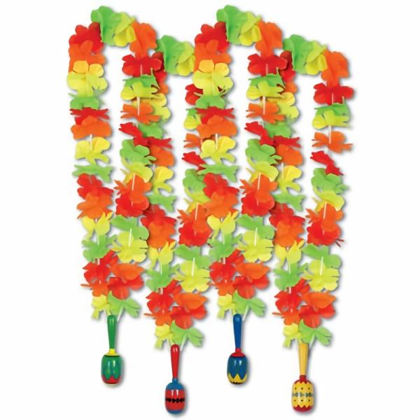 Leis | Fiesta Lei W/Maraca Medallion (Pack Of 12) Costume Accessories Leis