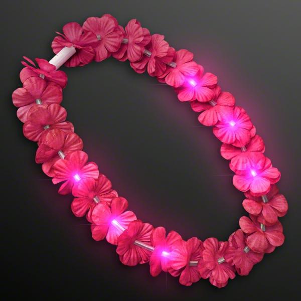 Leis | Pink Light Up Hawaiian Leis (Pack Of 12) Costume Accessories Leis