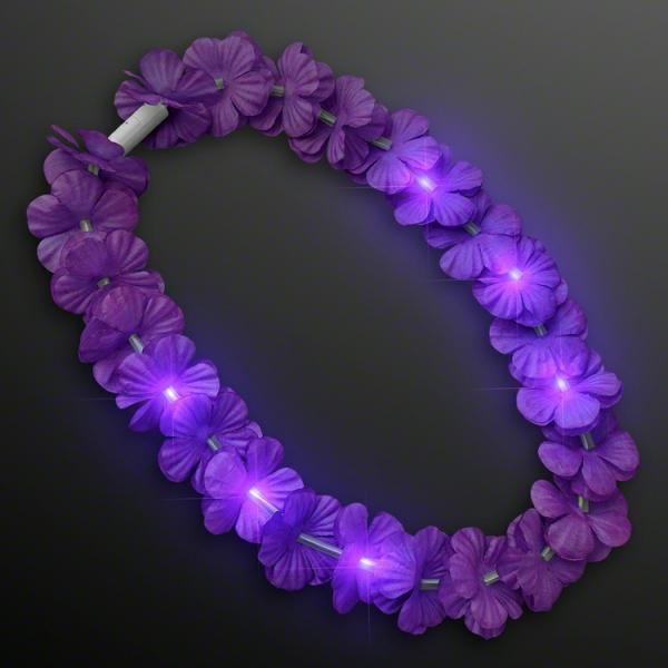 Leis | Purple Light Up Hawaiian Leis (Pack Of 12) Costume Accessories Leis