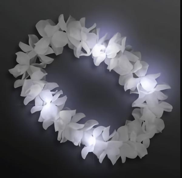 Leis | White Hawaiian Flower Light Up Lei (Pack Of 12) Costume Accessories Leis