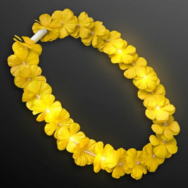 Leis | Yellow Light Up Hawaiian Leis (Pack Of 12) Costume Accessories Leis