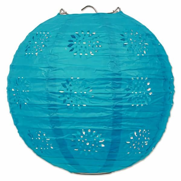 Paper Lanterns | Teal Lace Paper Lanterns (Pack Of 18) Hanging Decorations Paper Lanterns