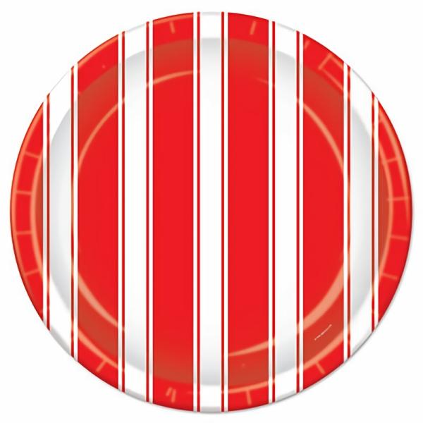 Paper Plates | Red & White Stripes Plates (Pack Of 96) Paper Plates Paper Plates