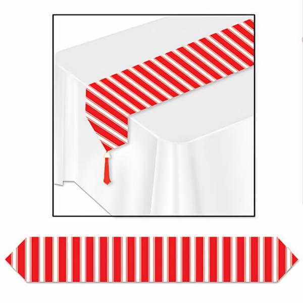 Table Runners | Printed Red & White Stripes Table Runner (Pack Of 12) Table Decorations Table Runners