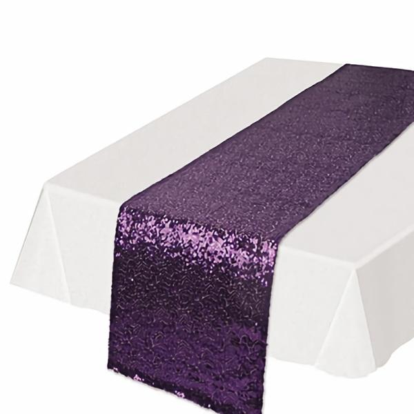 Table Runners | Purple Sequined Table Runner (Pack Of 12) Table Decorations Table Runners