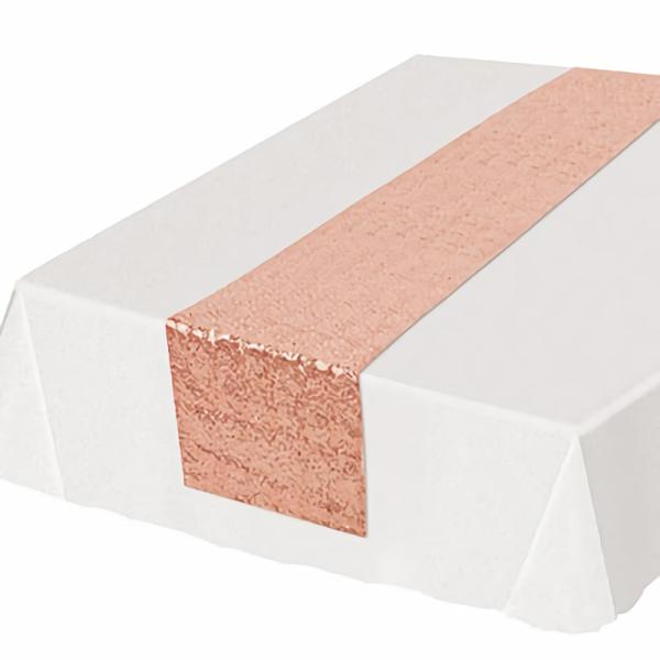 Table Runners | Rose Gold Sequined Table Runner (Pack Of 12) Table Decorations Table Runners