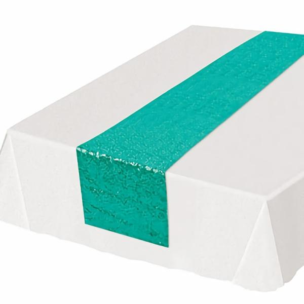 Table Runners | Teal Sequined Table Runner (Pack Of 12) Table Decorations Table Runners