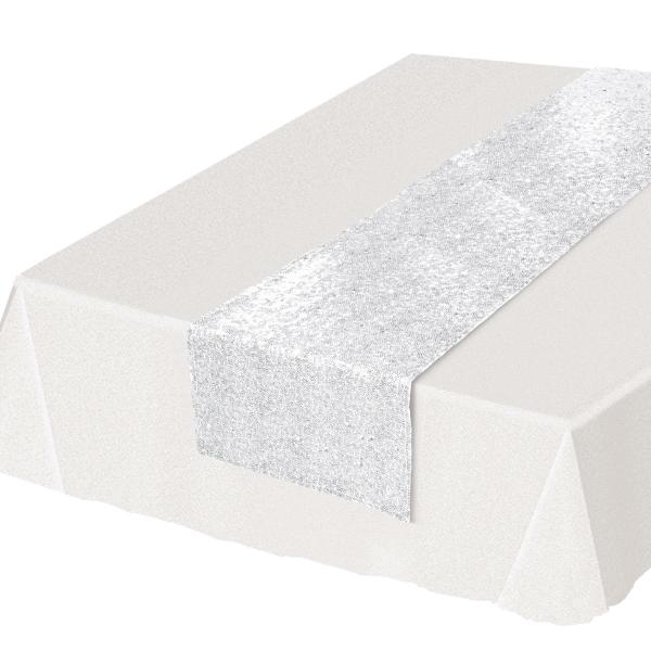 Table Runners | White Sequined Table Runner (Pack Of 12) Table Decorations Table Runners