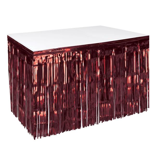 Table Skirting | Burgundy Metallic Table Skirting (Pack Of 6) Table Decorations Table Skirting