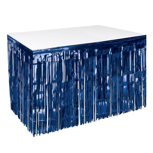 Table Skirting | Navy Blue Metallic Table Skirting (Pack Of 6) Table Decorations Table Skirting