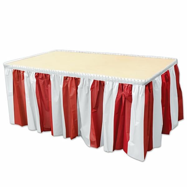 Table Skirting | Red & White Stripes Table Skirting (Pack Of 6) Table Decorations Table Skirting