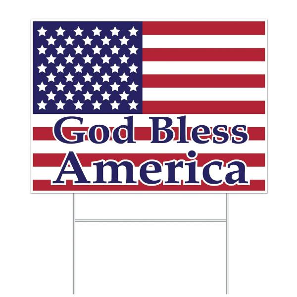 Yard Signs | Plastic God Bless America Yard Sign (Pack Of 6) Party Supplies Yard Signs