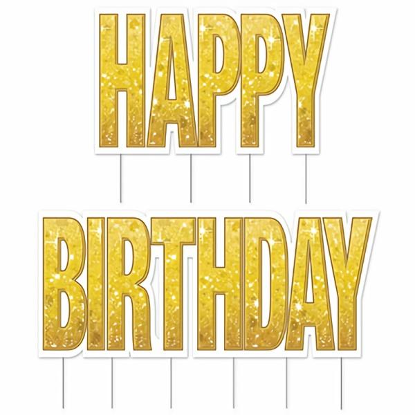 Yard Signs | Plastic Jumbo Happy Birthday Yard Sign Set (Pack Of 4) Party Supplies Yard Signs