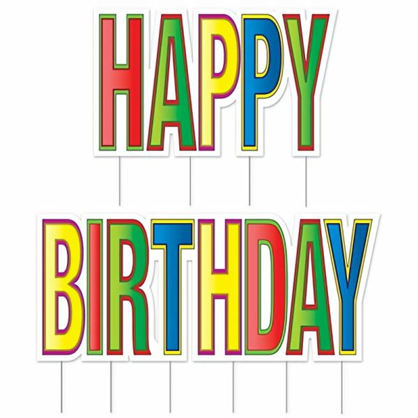 Yard Signs | Plastic Jumbo Happy Birthday Yard Sign Set (Pack Of 4) Party Supplies Yard Signs