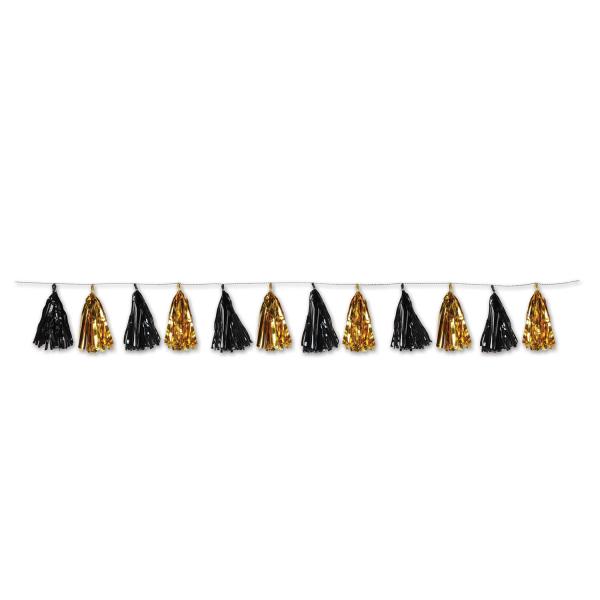 Garlands | Black & Gold Metallic Tassel Garland (Pack Of 12) Garlands Garlands