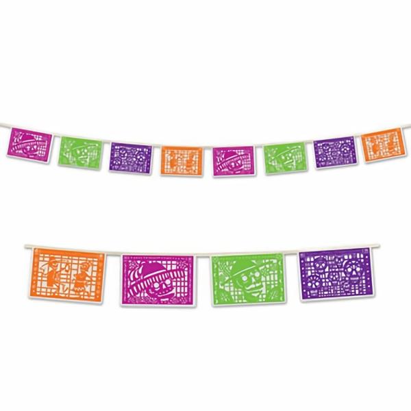 Streamers & Banners | Day Of The Dead Picado Banner (Pack Of 12) Hanging Decorations Streamers & Banners