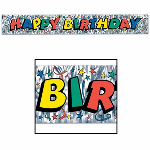 Streamers & Banners | Metallic Happy Birthday Fringe Banner (Pack Of 6) Hanging Decorations Streamers & Banners