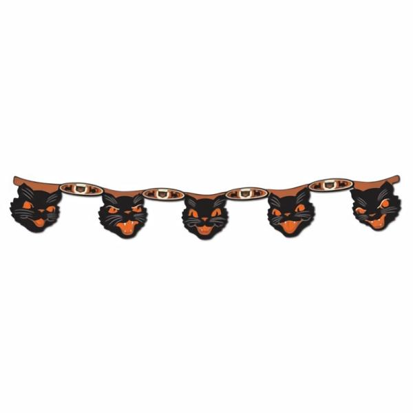 Streamers & Banners | Vintage Halloween Jointed Cat Streamer (Pack Of 12) Hanging Decorations Streamers & Banners