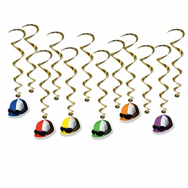 Whirls | Jockey Helmet Whirls (Pack Of 72) Hanging Decorations Whirls