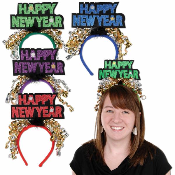 Headbands | Glittered Happy New Year Headbands (Pack Of 12) Headbands Headbands