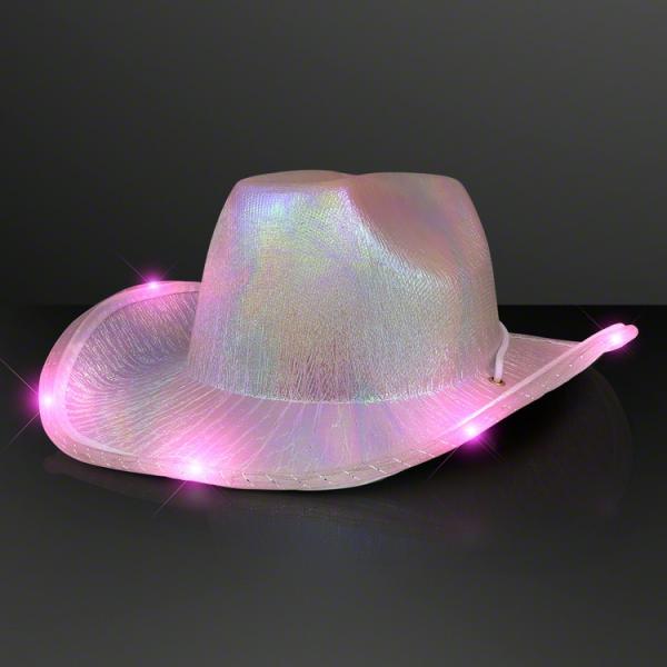 Headbands | Iridescent Pink Led Cowboy Hats (Pack Of 6) Headbands Headbands