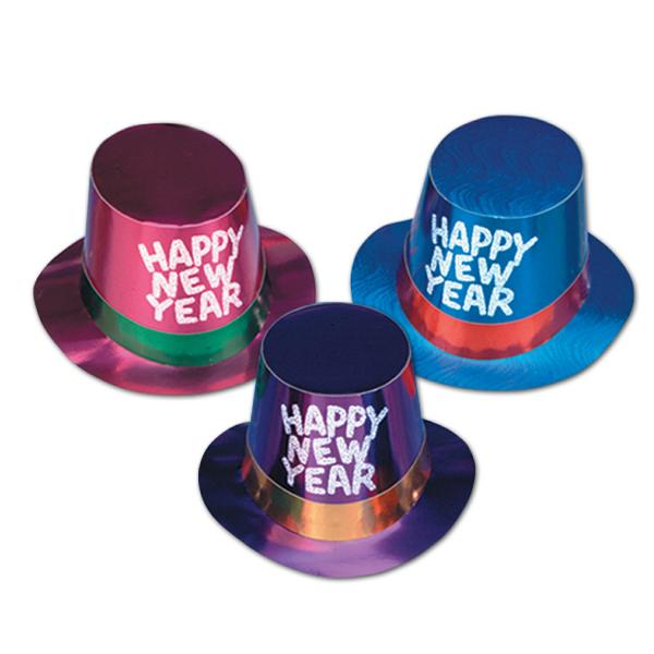 Party Hats | Foil Hi-Hats W/Glittered Hny (Pack Of 25) Headwear Party Hats